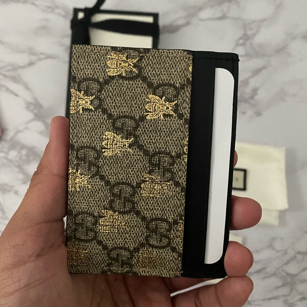 GG Gucci Supreme Logo & Bee Cardholder Set